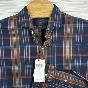 Polo Ralph Lauren Long Sleeve Shirt Navy‎ Brown Green Pink Plaid Twill $115